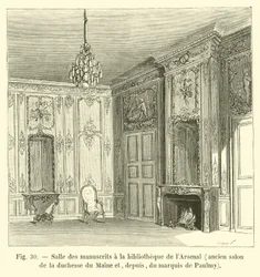 Manuscript room at the Arsenal Library, former salon of the Duchess of Maine and later of the Marquis de Paulmy