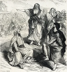 Samuel showing to the Israelites the dangers of having a king Engraving from Lahure 19th century Private Collection