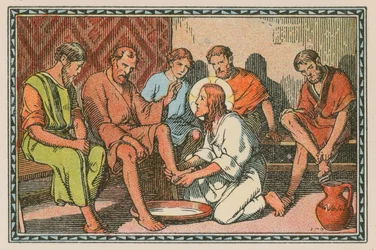 Scene from the Life of Jesus (coloured engraving)