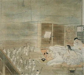 Scene of delirium, copy of a 12th century kakemono attributed to Mitsunaga Fujiwara, from 