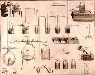 Scientific Equipment, from The Elements of Chemistry by Antoine Laurent de Lavoisier, engraved by D.Lizars