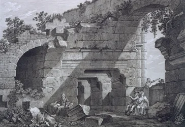 Second tier galleries of the amphitheatre at Nimes, from Antiquities of France: Vol I, Monuments of Nimes