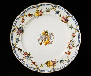 Sevres plate decorated with sheet music, 1764