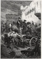 Siege of Metz - Francois de Guise and the works on the ramparts of Metz - engraving from The history of France told to my grandchildren - by Francois Guizot - 1872-1876
