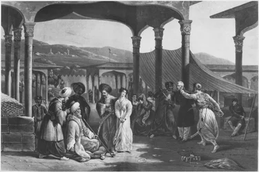 Slave bazaar, Algiers, Algeria, c.1820