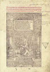 St. Jerome in his Studiolo, title page of a Bible, printed by J. Marion, Lyon, 1521