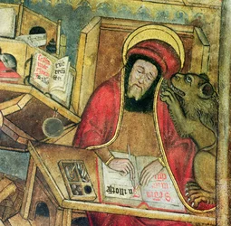 St. Mark writing his gospel (detail)