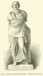 Statue of Mausolus, at the British Museum (engraving)
