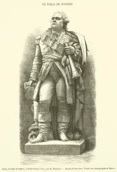 Statue of the Bailiff of Suffren, in Saint-Tropez, Var (engraving)