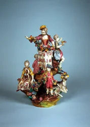Statuette of women and children grouped on a rockery