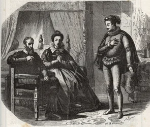 The Duchess of Cleves, Mary von Julich Duchess of Juliers and Berg (1491-1543), Learns of the Dissolution of the Marriage Between Her Daughter, Anne of Cleves (1515-1557), and the King of England Henry VIII (1491-1547) in 1540. Engraving from 1871 in 