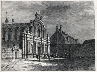 The Feuillants convent, the meeting place of the Feuillants Club, a royalist political organization during the French revolution. Engraving from 1889. Private collection