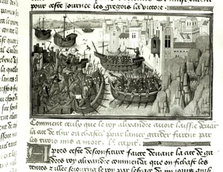 The First Attack on Tyre, from the Histoire du Grand Alexandre