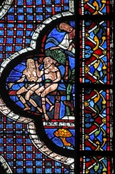 The Good Samaritan Window: God Calls Adam and Eve (with Fig Leaves)