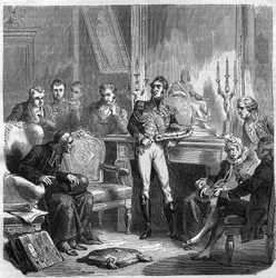 The Jesuites at the Court of Charles X (1757-1836) King of France. Engraving in 