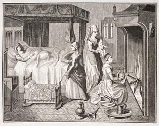 The New Born Child, after a 15th century miniature in 