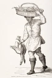 The Poultry Dealer, after a 16th century woodcut by Cesare Vecellio from 
