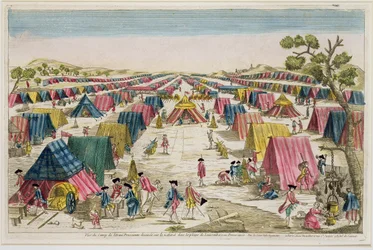 The Prussian Army Camp, Drawn from Life on the Fields in Pomerania, engraved by Vale, c.1750