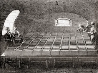 The Royal Institution electric battery, from Les Merveilles de la Science, pub.1870