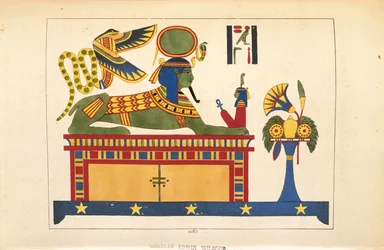 The Sphinx, illustration from Pantheon egyptien: collection of mythological characters of ancient Egypt, by Jean-Francois Champollion, published c.1986