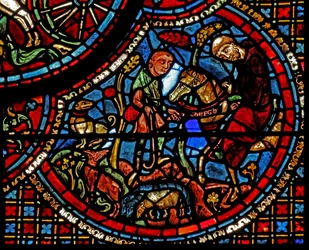 The St Lubin Window: His Education - A Monk Gives Him a Belt with an Inscribed Alphabet