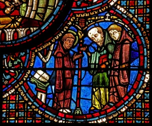 The St Lubin Window: His Meditations Are Interrupted by Two Monks