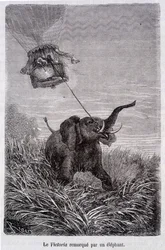 The Victoria towed by an elephant - in 