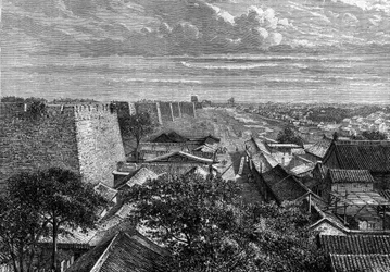 The Walls of Pekin, China. Engraving in 