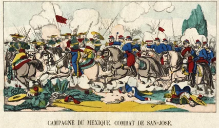 The Captain of Foucauld in the Battle of San Jose during the Mexican Campaign, Epinal Image 19th Century