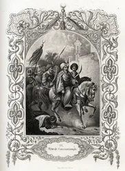 The capture of Constantinople in 1453 by the Ottoman forces. Engraving to illustrate Histoire des popes by Maurice Lachatre, librairie du progres, Paris.