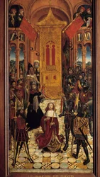 The Coronation of David. David is crowned King of Israel. Painting of the French School of the 16th century, 1501, from Amiens Cathedral. Height 1.95 m. Paris, National Museum of the Middle Ages, Thermes de Cluny