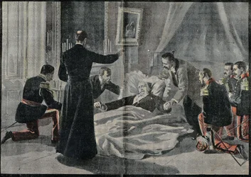 The Death of Felix Faure (1841-1899), President of France, Abbe Renault Gave Him the Absolution. Engraving in 
