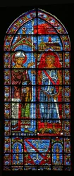 The Donor Jean Clement Receives the Ensign from St Denis; His Arms Below