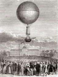 The First Successful Balloon Flight of Jean-Pierre François Blanchard on 2 March 1784, in a Hydrogen Gas Balloon Launched from the Champ de Mars, Paris, France, from Les Merveilles de la Science, Published c.1870