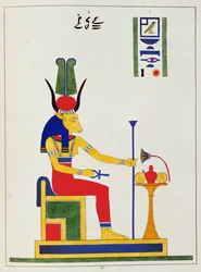 The goddess Hathor, illustration from Pantheon egyptien: collection of mythological characters of ancient Egypt, by Jean-Francois Champollion, published c.1986