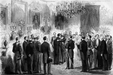King Oscar II of Sweden received explorers Nils Adolf Erik Nordenskjold and Lieutenant Palander at the Royal Palace in Stockholm