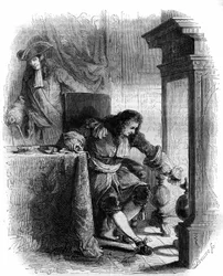 The playwright Jean Galbert de Cammistron (1656-1723) correspondence with Duke Louis Joseph de Vendome (1654-1712). Engraving from 1856.