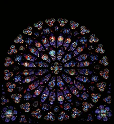 The south rose window: a mixture of angels, apostles, martyrs and miscellaneous scenes