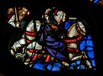 The West Rose Window Depicting a Scene from the Book of Revelation: Faithful and True, the King of Kings on a White Horse, with Two Other Warriors Behind
