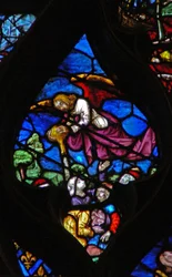 The West Rose Window Depicting a Scene from the Book of Revelation: First Vial is Poured Upon the Earth