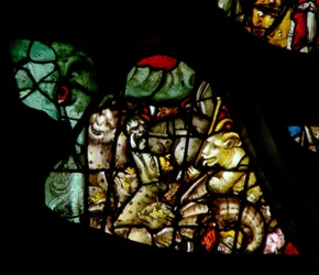 The West Rose Window Depicting a Scene from the Book of Revelation: Seven-Headed Beast and the Two-Horned Beast Being Cast into the Lake of Fire Burning with Brimstone