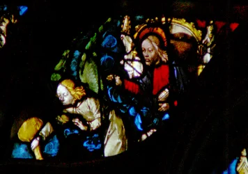 The West Rose Window Depicting a Scene from the Book of Revelation: Seventh Vial is Emptied into the Air