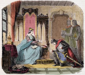 Thibault IV of Champagne (1201-1253) (also known as Thibault I of Navarre), came at the feet of the Queen Blanche of Castile to warn her of the danger she would run - in 