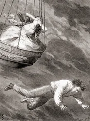 Thomas Harris, Inventive London Scientist and Lieutenant and Pioneering English Balloonist Who Fell to His Death from a Hot Air Balloon on 25 May 1824, from Les Merveilles de la Science, Published c.1870