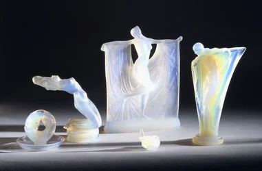 Three Opalescent Glass Objects by Lalique