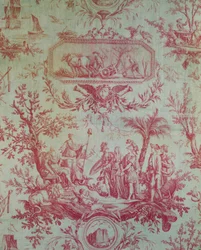 Toile de Jouy (after designs by Jean-Baptiste Huet 1772-1793), Illustrating an Allegory of Louis XVI (1754-1793), King of France, restorer of liberty in February 1790