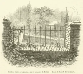Mutilated Tomb of Lapoukine, in the Monastery of Troitza (engraving)