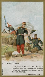 Trade card with an image depicting Patrice de Mac-Mahon