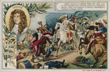 Trade card with an image depicting the Battle of Rocroi