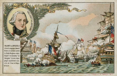 Trade card with an image depicting the ship Vengeur du Peuple